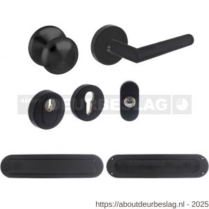 Intersteel Living 4057 set voordeurbeslag rond voordeurknop SKG rozetten deurbel briefplaat tochtwering en deurkruk op rozet structuur zwart - R26009950 - afbeelding 1