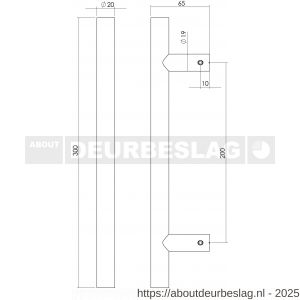 Intersteel Living 4324 deurgreep per stuk T-vorm 300x65x20 hart op hart 200 mm mat zwart - R26007753 - afbeelding 2