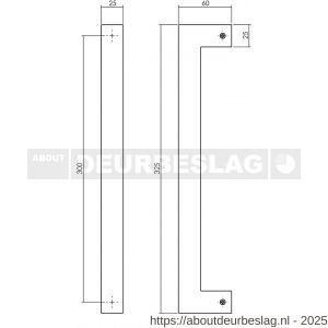Intersteel Living 4330 deurgreep per stuk vierkant 325x60x25 mm hart op hart 300 mm RVS mat zwart - R26010330 - afbeelding 2