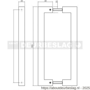 Intersteel Living 4330 deurgrepen per paar vierkant 325x60x25 mm hart op hart 300 mm RVS mat zwart - R26010331 - afbeelding 2