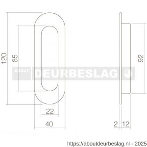 Intersteel Living 4476 schuifdeurkom ovaal 120x40 mm blind zwart - R26008309 - afbeelding 2