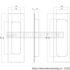 Intersteel Living 4476 schuifdeurkom rechthoek 120x40 mm blind zwart - R26008310 - afbeelding 2