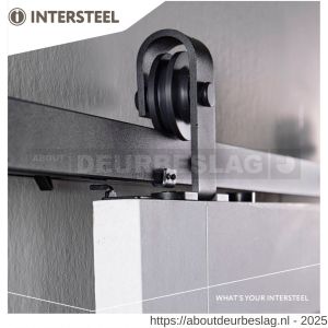 Intersteel Living 4501 schuifdeursysteem 2 m Basic Top hangrollen recht 130 mm staal mat zwart - R26008311 - afbeelding 1