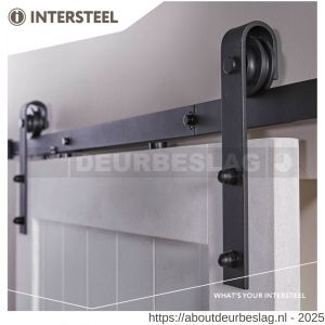 Intersteel Living 4501 schuifdeursysteem 2 meter hangrollen recht 290 mm staal mat zwart - R26007034 - afbeelding 1