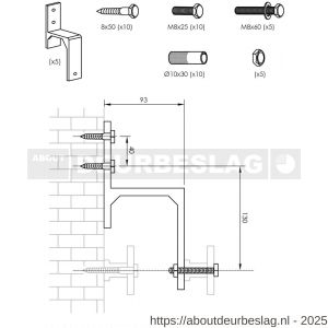 Intersteel Living 4501 set van 5 wandsteunen voor parallel geplaatste schuifdeuren mat zwart - R26008322 - afbeelding 3
