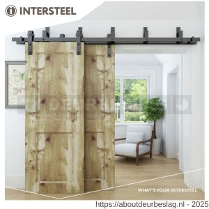 Intersteel Living 4501 set van 5 wandsteunen voor parallel geplaatste schuifdeuren mat zwart - R26008322 - afbeelding 1