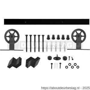 Intersteel Living 4501 schuifdeursysteem 2 m Wheel Top hangrollen met spaakwiel 170 mm staal mat zwart - R26008324 - afbeelding 4