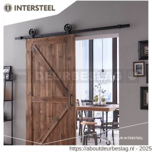 Intersteel Living 4501 schuifdeursysteem 2 m Wheel Top hangrollen met spaakwiel 170 mm staal mat zwart - R26008324 - afbeelding 3