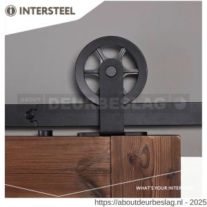 Intersteel Living 4501 schuifdeursysteem 2 m Wheel Top hangrollen met spaakwiel 170 mm staal mat zwart - R26008324 - afbeelding 5
