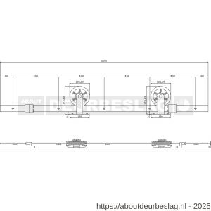 Intersteel Living 4501 schuifdeursysteem 2 m Wheel Top hangrollen met spaakwiel 170 mm staal mat zwart - R26008324 - afbeelding 2
