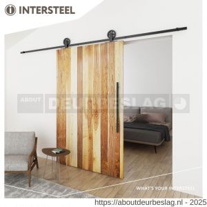 Intersteel Living 4501 schuifdeursysteem 2 m Wheel Top hangrollen met spaakwiel 170 mm staal mat zwart - R26008324 - afbeelding 6