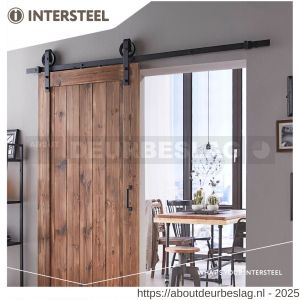 Intersteel Living 4501 schuifdeursysteem 2 m Wheel hangrollen met spaakwiel 340 mm staal mat zwart - R26008325 - afbeelding 3