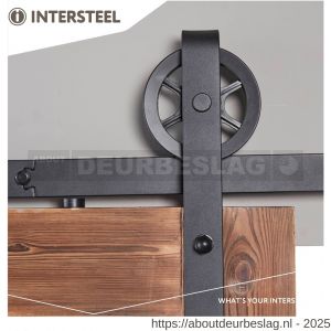 Intersteel Living 4501 schuifdeursysteem 2 m Wheel hangrollen met spaakwiel 340 mm staal mat zwart - R26008325 - afbeelding 5