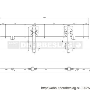 Intersteel Living 4501 schuifdeursysteem 2 m Wheel hangrollen met spaakwiel 340 mm staal mat zwart - R26008325 - afbeelding 4