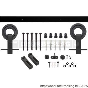 Intersteel Living 4501 schuifdeursysteem 2 m Modern Top hangrollen met open wiel 155 mm staal mat zwart - R26008326 - afbeelding 4
