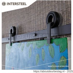 Intersteel Living 4501 schuifdeursysteem 2 m Modern Top hangrollen met open wiel 155 mm staal mat zwart - R26008326 - afbeelding 1