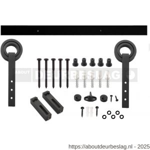 Intersteel Living 4501 schuifdeursysteem 2 m Modern hangrollen met open wiel 255 mm staal mat zwart - R26008327 - afbeelding 3