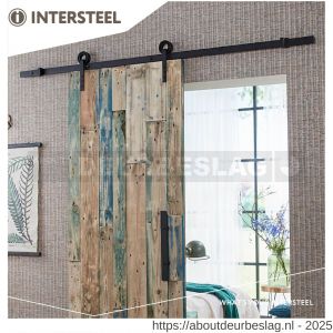 Intersteel Living 4501 schuifdeursysteem 2 m Modern hangrollen met open wiel 255 mm staal mat zwart - R26008327 - afbeelding 5