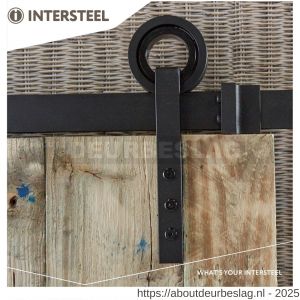 Intersteel Living 4501 schuifdeursysteem 2 m Modern hangrollen met open wiel 255 mm staal mat zwart - R26008327 - afbeelding 4