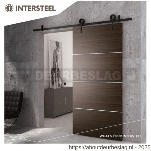 Intersteel Living 4501 schuifdeursysteem 2 m Modern hangrollen met open wiel 255 mm staal mat zwart - R26008327 - afbeelding 6