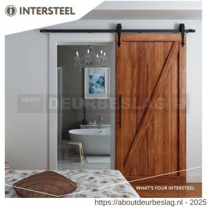 Intersteel Living 4501 schuifdeursysteem 2 m Classic hangrollen pijlvorm 290 mm staal mat zwart - R26008328 - afbeelding 6