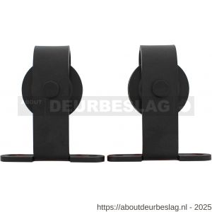 Intersteel Living 4501 set van 2 rollers recht 130 mm voor schuifdeursysteem 450100 met bevestiging staal mat zwart - R26008329 - afbeelding 1