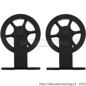 Intersteel Living 4501 set van 2 rollers spaakwiel 170 mm voor schuifdeursysteem 450120 met bevestiging staal mat zwart - R26008330 - afbeelding 1