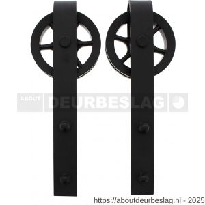 Intersteel Living 4501 set van 2 rollers spaakwiel 340 mm voor schuifdeursysteem 450121 met bevestiging staal mat zwart - R26008331 - afbeelding 1