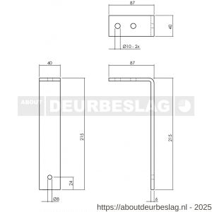 Intersteel Living 4501 set van 5 plafondbeugels 216 mm voor schuifdeursysteem 2 meter staal mat zwart - R26009201 - afbeelding 2
