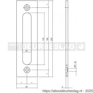 Intersteel Living 4501 schuifdeurkom opschroevend 220x60x6 mm zwart - R26009953 - afbeelding 2