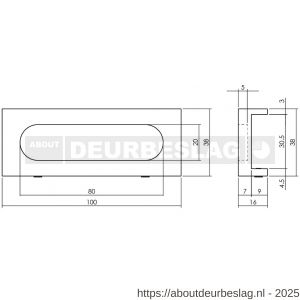 Intersteel Living 4501 schuifdeurkom opschroevend 100x38 mm voor aluminium schuifdeur Cubo zwart - R26009954 - afbeelding 2