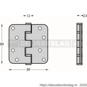 Intersteel Living 4625 kogellagerscharnier afgerond 3.5 inch 89x89x2.5 mm CE EN 1935 2002 RVS zwart - R26008338 - afbeelding 3