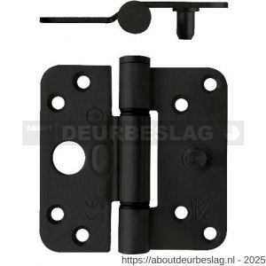 Intersteel Living 4625A SKG3 glijlagerscharnier afgerond 89x89x3 mm DIN rechts CE EN1935 2002 zwart zonder schroeven - R26009202 - afbeelding 1