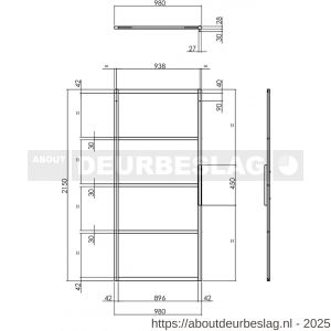 Intersteel Living 4915 DIY schuifdeur Cubo zwart met mat glas 980x2150x28 mm en zwart ophangsysteem Basic - R26009960 - afbeelding 4