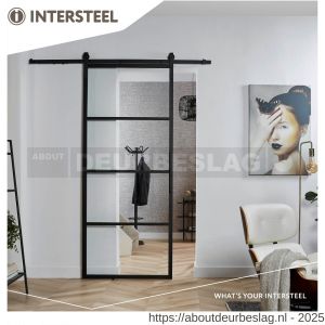 Intersteel Living 4911 DIY schuifdeur Cubo zwart met transparant glas 980x2350x28 mm et zwart ophangsysteem Basic - R26009958 - afbeelding 3