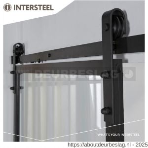 Intersteel Living 4911 DIY schuifdeur Cubo zwart met transparant glas 980x2350x28 mm et zwart ophangsysteem Basic - R26009958 - afbeelding 4