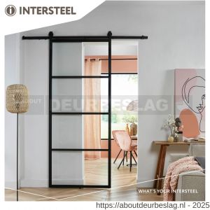 Intersteel Living 4911 DIY schuifdeur Cubo zwart met transparant glas 980x2350x28 mm et zwart ophangsysteem Basic - R26009958 - afbeelding 1