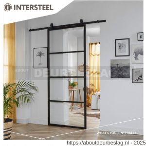 Intersteel Living 4911 DIY schuifdeur Cubo zwart met transparant glas 980x2350x28 mm met zwart ophangsysteem Basic-Top - R26009959 - afbeelding 1