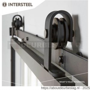 Intersteel Living 4911 DIY schuifdeur Cubo zwart met transparant glas 980x2350x28 mm met zwart ophangsysteem Basic-Top - R26009959 - afbeelding 3