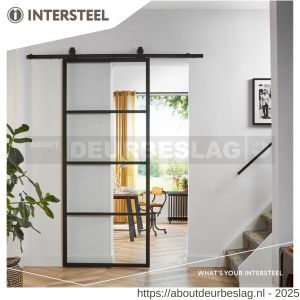 Intersteel Living 4911 DIY schuifdeur Cubo zwart met transparant glas 980x2350x28 mm met zwart ophangsysteem Basic-Top - R26009959 - afbeelding 2