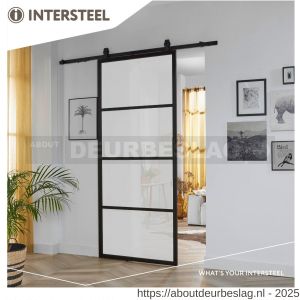 Intersteel Living 4915 DIY schuifdeur Cubo zwart met mat glas 980x2150x28 mm met zwart ophangsysteem Basic-Top - R26009961 - afbeelding 1