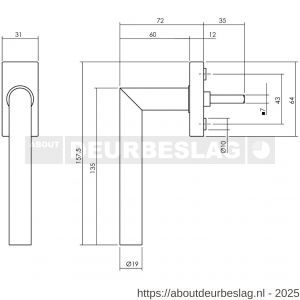 Intersteel Living 6156 raamkruk Jura op stalen rechthoekige rozet stift 7x35 mm RVS zwart - R26010336 - afbeelding 3