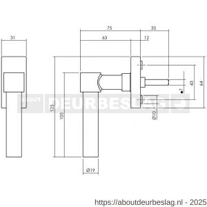 Intersteel Living 6156 raamkruk L-vorm recht op stalen rechthoekige rozet stift 7x35 mm RVS zwart - R26010338 - afbeelding 3