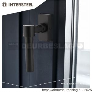 Intersteel Living 6156 raamkruk L-vorm recht op stalen rechthoekige rozet stift 7x35 mm RVS zwart - R26010338 - afbeelding 2