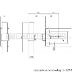 Intersteel Living 6156 raamkruk T-vorm recht op stalen rechthoekige rozet stift 7x35 mm RVS zwart - R26010339 - afbeelding 2