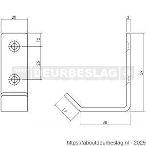 Intersteel Living 6950 jashaak gebogen 20x60 mm zwart - R26009211 - afbeelding 2