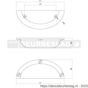 Intersteel Living 8752 komgreep 64/97 mm mat zwart - R26004673 - afbeelding 2