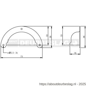 Intersteel Living 8810 schelpgreep 73x33 mm zwart - R26007803 - afbeelding 2