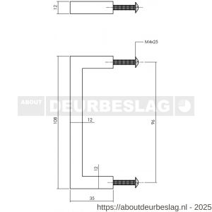Intersteel Living 8927 meubelgreep vierkant 12x12x108 mm boormaat 96 mm zwart - R26009224 - afbeelding 2