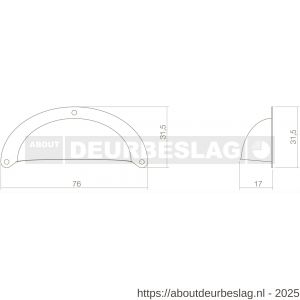 Intersteel Living 8756 komgreep messing geperst antiek klein - R26007844 - afbeelding 2